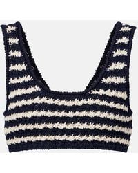 Prada - Crochet Striped Cotton Crop Top - Lyst