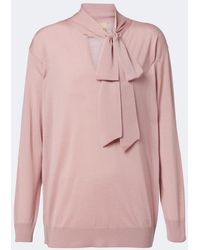 Valentino - Tie-Neck Oversized Wool Sweater - Lyst