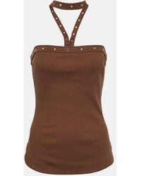 The Attico - Ribbed-Knit Halterneck Jersey Top - Lyst