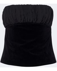 Posse - Dean Ruched Cotton Velvet Strapless Top - Lyst