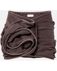 Magda Butrym - Floral-Applique Denim Miniskirt - Lyst