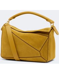 Loewe - Featherlight Puzzle Small Suede Top-Handle Bag - Lyst