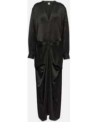 TOTEME - Gathered Satin Maxi Dress - Lyst