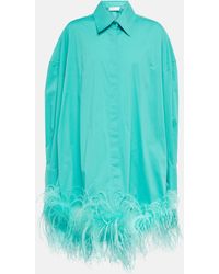 GIUSEPPE DI MORABITO - Feather-trimmed Cotton Shirt Dress - Lyst