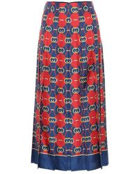 Gucci Gonna In Twill Di Seta - Blu