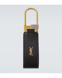 Saint Laurent - Tiny Cassandre Leather Keychain - Lyst