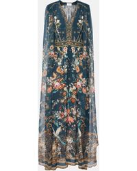 Camilla - Robe longue en crepe de soie a fleurs - Lyst