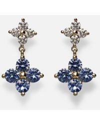 STONE AND STRAND - Luckiest Clover 10Kt Earrings With Sapphire And Diamond - Lyst