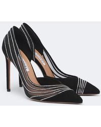 Aquazzura - Dream Girl Embellished Mesh And Suede Pumps - Lyst