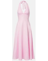 Faithfull the Brand - Marais Halterneck Linen Midi Dress - Lyst