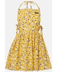 Miu Miu - Floral Open-Back Cotton Poplin Minidress - Lyst