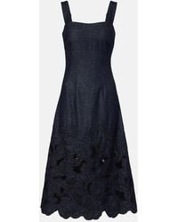 Veronica Beard - Rosaura Floral Denim Midi Dress - Lyst