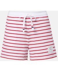 Thom Browne - Striped Cotton Shorts - Lyst