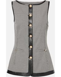 Jonathan Simkhai - Cressida Checked Faux Leather-Trimmed Vest - Lyst