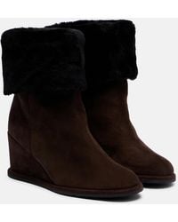 Yves Salomon - Shearling-Lined Suede Wedge Ankle Boots - Lyst