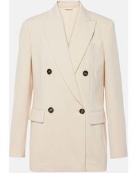 Brunello Cucinelli - Double-breasted Cotton And Wool-blend Blazer - Lyst