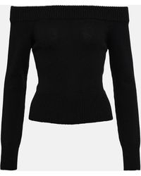 Alexander McQueen - Off-shoulder Wool And Cashmere Sweater - Lyst