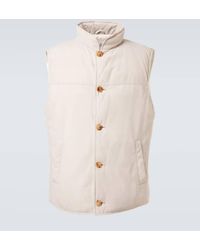 Brunello Cucinelli - Veste Doudoune Sans Manches En Daim - Lyst