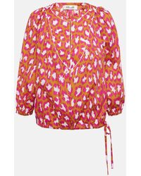 Diane von Furstenberg - Caleb Léopard Collar Blouse Col Mu - Lyst