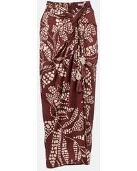 Poupette - Uma Printed Cotton Midi Skirt - Lyst