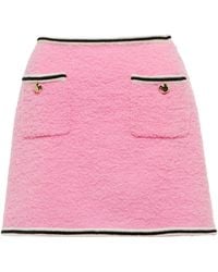 Miu Miu Minifalda en mezcla de lana de tiro alto - Rosa