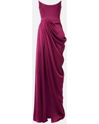 Alex Perry - Draped Satin Crepe Bustier Gown - Lyst