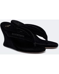 Balenciaga - Gaeta Velvet Wedge Thong Sandals - Lyst