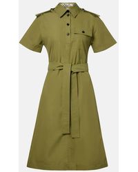 Burberry - Vestido Camisero De Algodon Con Cinturon - Lyst