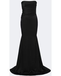 Alex Perry - Draped Strapless Crepe Satin Gown - Lyst