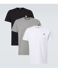 Moncler - Set Of 3 Logo Cotton Jersey T-Shirts - Lyst