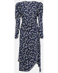Alessandra Rich - Printed Silk Wrap Midi Dress - Lyst