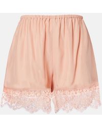 Stella McCartney - Lace-Trimmed Silk Shorts - Lyst