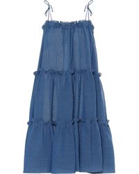 Lisa Marie Fernandez Minikleid aus einem Leinengemisch - Blau