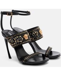 Versace - La Medusa 105 Studded Leather Sandals - Lyst