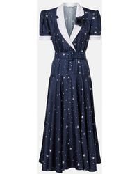 Rodarte - Printed Silk Twill Midi Dress - Lyst