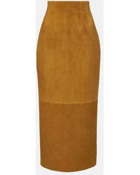 KHAITE - Loxley Suede Maxi Skirt - Lyst