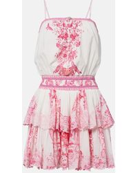 CAMILLA - Embellished Printed Cotton Minidress - Lyst