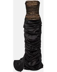 Rasario - Draped Lace And Satin Gown - Lyst