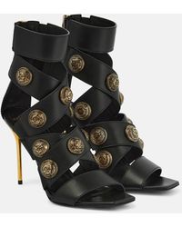 Balmain - Alma Embellished Leather Sandals - Lyst