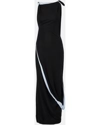 Victoria Beckham - Asymmetric Draped Jersey Midi Dress - Lyst