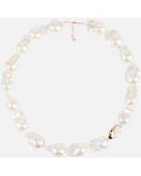 Mateo - Baroque Pearl 14kt Gold Necklace With Diamonds - Lyst