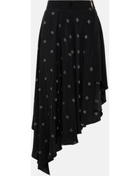 Givenchy - 4g Asymmetric Silk Midi Skirt - Lyst