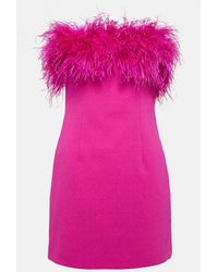 Rebecca Vallance - Feather-Trimmed Crepe Minidress - Lyst