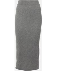 Brunello Cucinelli - Ribbed-Knit Midi Skirt - Lyst