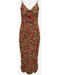 Magda Butrym - Floral-applique Ruched Jersey Midi Dress - Lyst