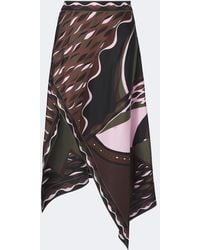 PUCCI - Dune Asymmetric Silk Twill Midi Skirt - Lyst