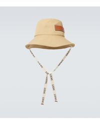 Loewe - Paula's Ibiza Leather-trimmed Canvas Bucket Hat - Lyst