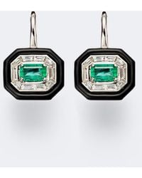 Nikos Koulis - Oui 18Kt And Enamel Earrings With Emerald And Diamonds - Lyst
