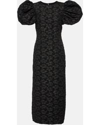 ROTATE BIRGER CHRISTENSEN - 3d Jacquard Puff-sleeve Midi Dress - Lyst