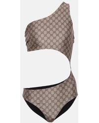 Gucci - GG Cutout One-shoulder Swimsuit - Lyst